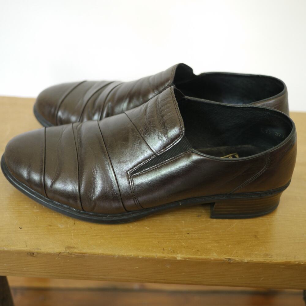 RIEKER German Antistress Brown Leather Euro Comfort Walking Office Shoes 7 37.5